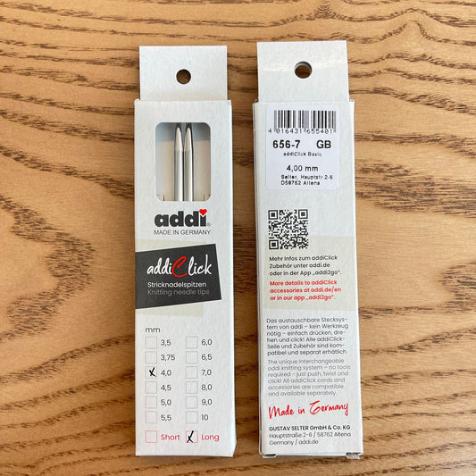 ADDI CLICK INTERCHANGEABLE CIRCULAR KNITTING NEEDLE SHANKS-BASI / 4.0MM