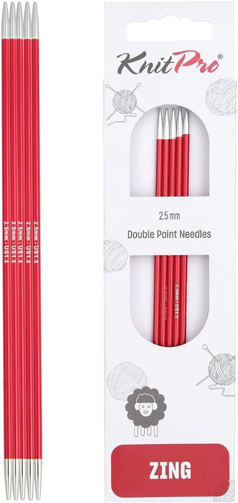KNITPRO DOUBLE POINT KNITTING NEEDLES ZING 15CM